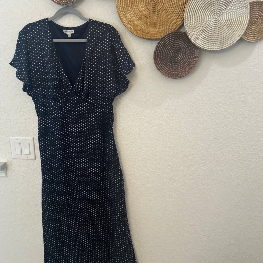 Brave Soul Black‎ and White Polka Dot Maxi Dress